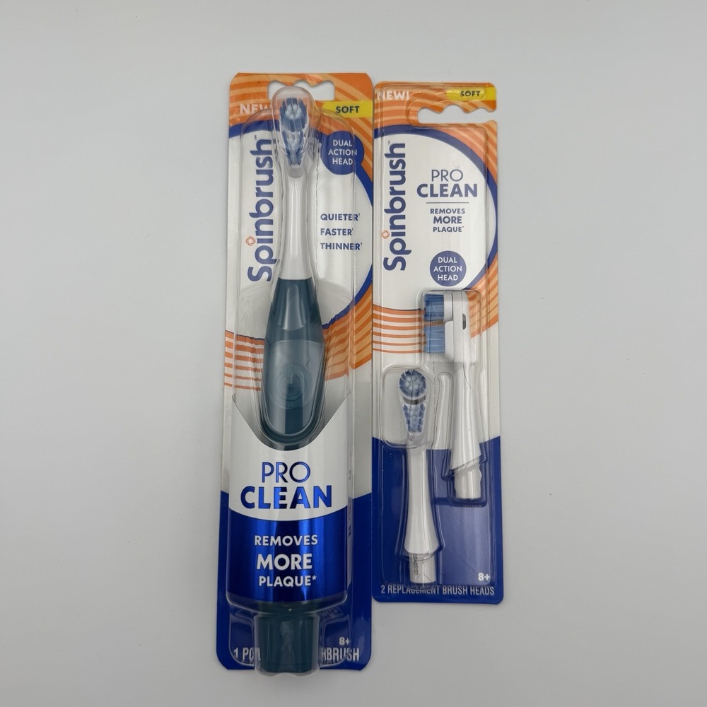 (1) Spinbrush Pro Clean Battery Powered Toothbrush & (1) Pack Replacement Heads
